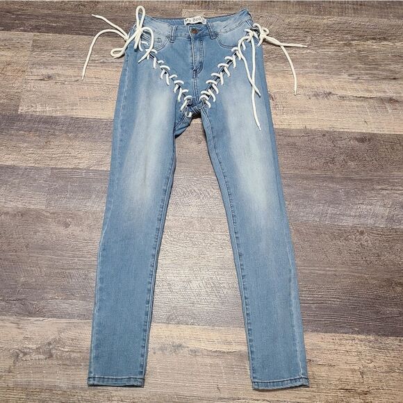 Women's Blue Skinny Jeans - Picture 2 of 13